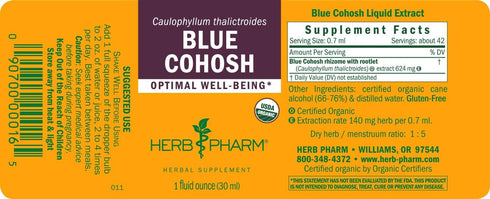 Herb Pharm Certified Organic Blue Cohosh Liquid Extract - 1 Ounce...