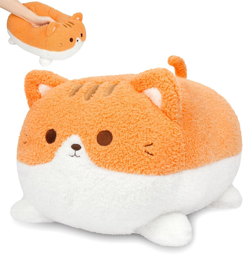 Orange Cat Stuffed Animal Plush Pillow, 15Inch Cute Cat Plushie Soft Cat Pillow Plush Toy Stuffed Animals Cat, Kawaii Stuffed Kitten Soft Cat Hugg...