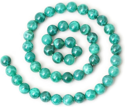 45PCS 8mm Natural Peacock Vein Agate Gemstone Round Loose Beads for Jewelry Making Jewelry Design1 Strand 15"...