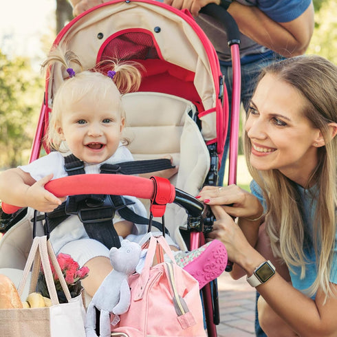 Baby Stroller Hooks Bag Hooks for Hanging Diaper Bags MultiPurpose Hooks for Grocery Shopping Bags Premium Vegan Leather Pram Straps 2 Pcs (red)...