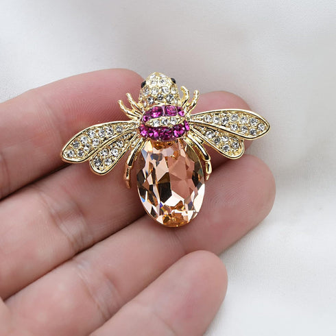 Lovely Crystal Bumble Honey Bee Insect Brooch Pins Collar Pin Lapel Pin Costume Jewelry for Women...