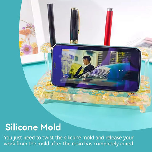 Resin Phone Stand Molds, Pen Holder Molds for Resin Casting Pencil Holder Epoxy Resin Molds Silicone Molds for Epoxy Resin Phone Holder......