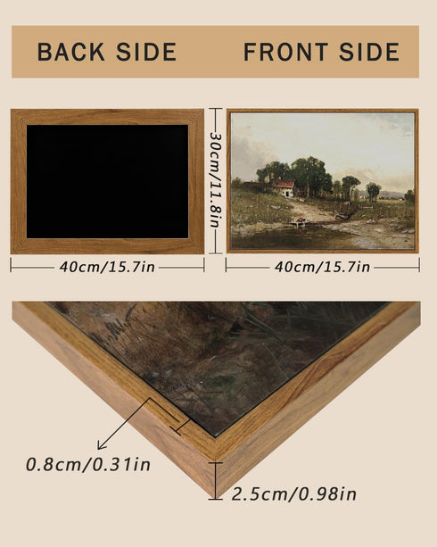 ARPEOTCY Vintage Framed Canvas Wall Art, Marsh Farm Cottage Retro Painting Print Artwork, Nature Landscape Farmhouse Wall Pictures for Bedroom Kit...
