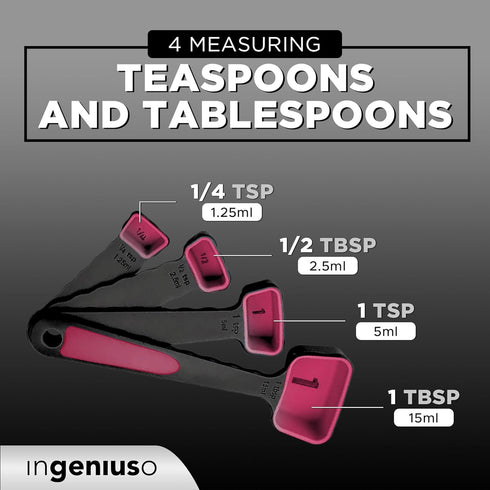Collapsible Measuring Cups and Nesting Spoons - Adjustable Silicone for Cooking, used for Liquid and Dry Kitchen Items - Portable Portion Control,...
