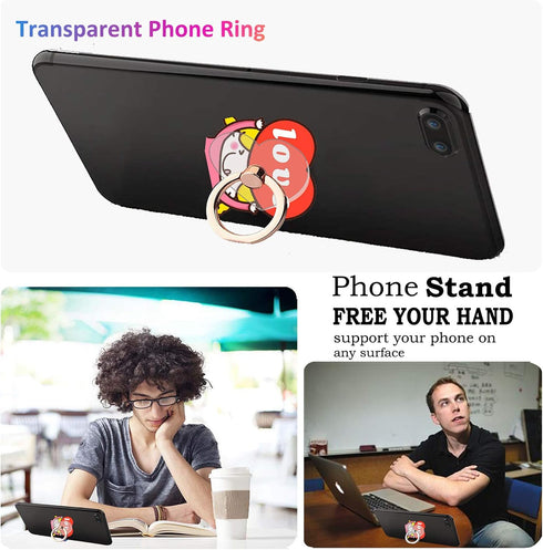 Transparent Heart Cell Phone Ring Holder Kickstand,360 Rotation Clear Heart Cell Phone Finger Ring Grip Stand for Phones,Pad...