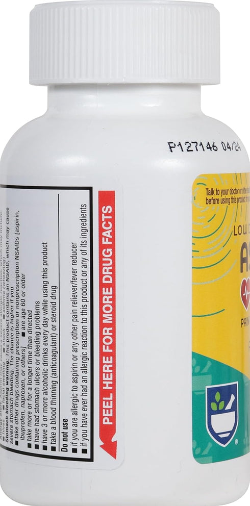 Rite Aid Aspirin Enteric Tablets - 81 mg Aspirin - 500 Count - Low-Dose for Headache Relief - Safety Coated - Aspirin Regimen - Migraine Medicine ...