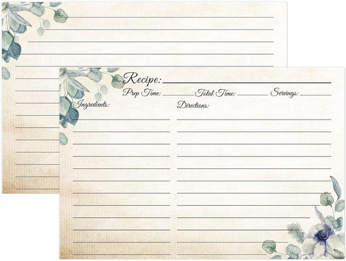 Recipe Cards 4x6, Premium Double-Sided Recipe Cards for Wedding, Bridal Shower, Housewarming, Set of 60 (4x6, Foliage)...