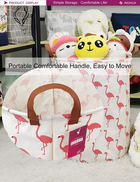 Laundry Hamper Large Canvas Fabric Lightweight Storage Basket/Toy Organizer/Dirty Clothes Collapsible Waterproof for College Dorms, Boys and Girls...