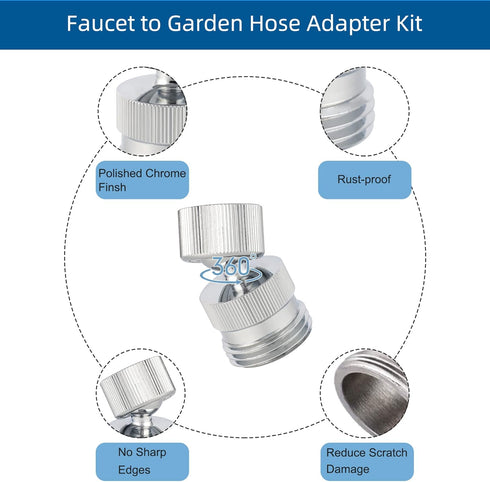 Hibbent Garden Hose Adapter Kit, Sink Swivel Faucet Aerator Adapter to Connect Garden Hose, Multi-Thread Garden Hose with Cache Faucet Aerator Key...