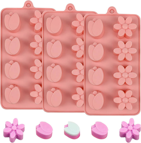 Flower Chocolate Molds 3pcs Tulip Silicone Candy Molds For Ice Cube Resin Soap Cupcake Decoration...