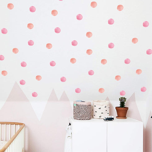ROFARSO 120 Decals 2.2'' Pink Orange Polka Dots Wall Decals Stickers DIY Removable Peel & Stick Wall Art Decorations Home Decor for Nursery Bedroo...