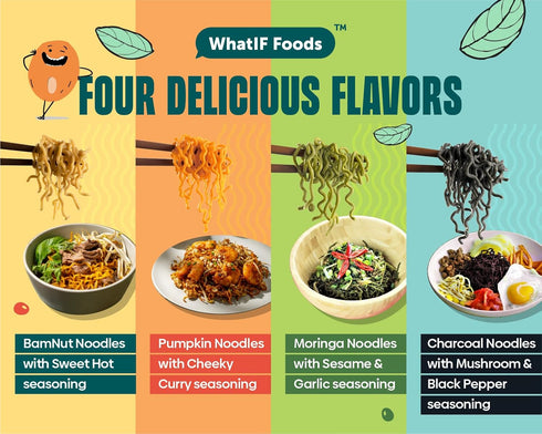 Healthy Instant Charcoal Noodles | Vegan, Air Fried, 17g Protein & 6g Fiber | For Ramen, Wok, Soup, Stir Fry | Mushroom Pepper Seasoning| 5 Pack b...