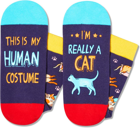 HAPPYPOP Funny Cat Gifts Cat Mom Gifts for Women, Novelty Cat Socks Crazy Silly Fun Socks Gifts for Her...