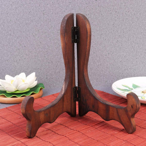 Gatuida 4 pcs Wooden Display Stand Plate Holder Easels Dish Rack Photo Frame Holder for Home, Wedding Decorations...