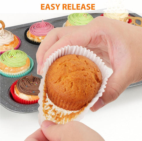 Standard White Cupcake Liners for Baking 200 Counts - Caperci Greaseproof Muffin Baking Cups for Wedding Birthday Party Baby Shower Festivals (Whi...