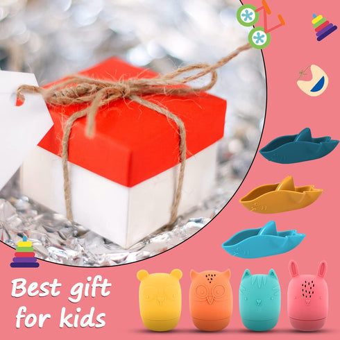 7pcs Baby Bath Toys, Cute Colorful Bathtub Water Toys Silicone Bath Toys for Boys Girls Kids Silicone Animal Bath Toys Squeeze Spray Bath Toys Bat...