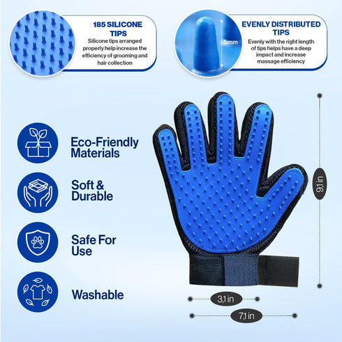 1TO3GO?Upgrade? Pet Grooming Gloves, Dog Washing Gloves for Bathing, Pet Hair Remover Gloves for Dogs, Cats and Horses with 185 Silicons Tips suit...