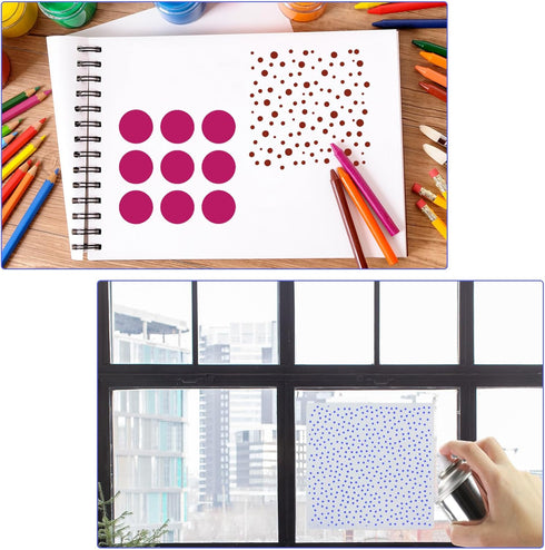 16 Pcs Circle Stencils for Drawing, Round Geometric Stencils Polka Dot Stencils Mixed Media Circle Painting Stencil for Drafting Wood Furniture Pi...