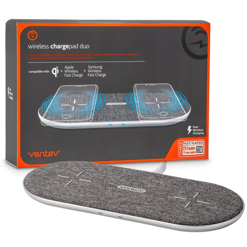 Ventev Wireless Chargepad Duo with Qi Technology | Fast Charging Samsung & Apple Charging Station for Two Phones At Once | Works as an iPhone Char...