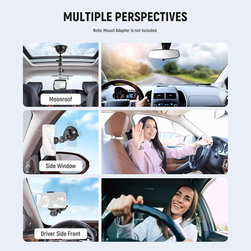 Neewer Suction Cup Mount for iPhone GoPro Action Camera with Magic Arm & 360° Pan 90° Tilt Ball Head, Quick Buckle Lock Outside Windshield Car Mou...