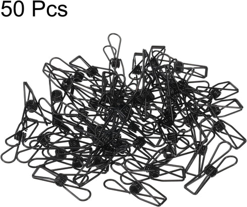 MECCANIXITY 50 Pieces Metal Wire Hollow Out Clips 32mm Cute Mini Binder Paper Clip Black for Clothes Bill Paper Office Supplies...