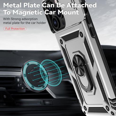 Hitaoyou Compatible with iPhone 15 Pro Max Case, iPhone 15 Pro Max Case with Camera Cover & Kickstand Military Grade Shockproof with Magnetic Car ...