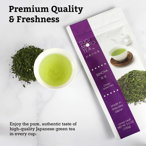 SUGIMOTO TEA Japanese Sencha Green Tea Loose Leaf 3.5 oz (100 g) Pack of 1...