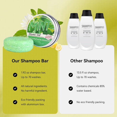 Mint Hair Shampoo Bar, Deep Cleansing for Hair & Scalp Hair Loss Shampoo Soap, Organic Shampoo Bar Oil Control, 0 Silicone Oil...