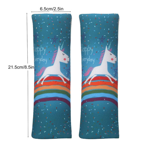 Suxgumoe Car Seat Belt Pillow for Kids, 2Pcs Unicorn Car Seat Belt Cover Pad Head and Neck Support (Unicorn Green)1...