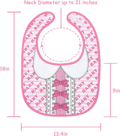 Littleforbig Cotton Waterproof Babydoll Printed Adult Bib with Adjustable Velcro Closure - Pretty in Pink Baby Bib...