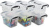 Idotry 6-Pack Mini Plastic Storage Latch Box, 1.5 L Clear Plastic Mini Latch Box...