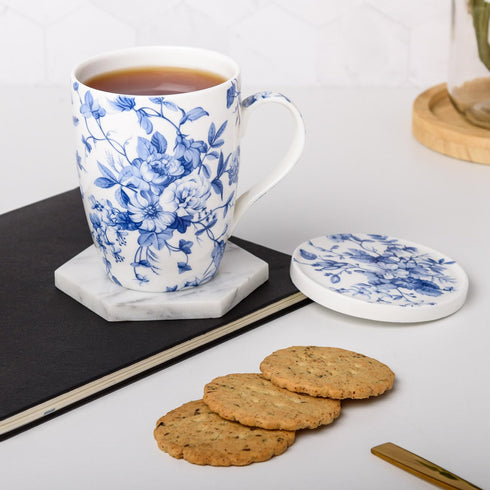 McIntosh Always In Bloom Fine Bone China (15 oz) Tea Mug with Infuser and Lid in Matching Gift Box...