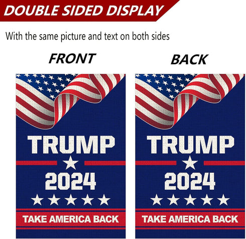 Donald Trump 2024 Flag,Take America Back Flag, Double Sided 12 x 18 Inch unique seasonal flag, Perfect for patio, porch, lawn or garden Decoration...