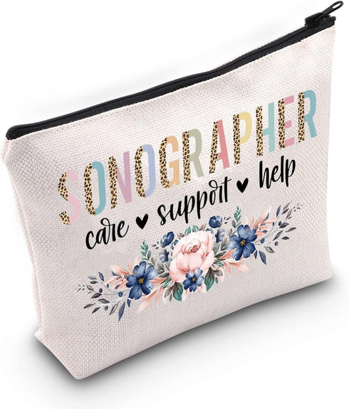 LEALO Sonography Tech Cosmetic Make Up Bag Ultrasound Technician Gift Sonographer Care Support Help Makeup Zipper Pouch Bag (Sonographer)...