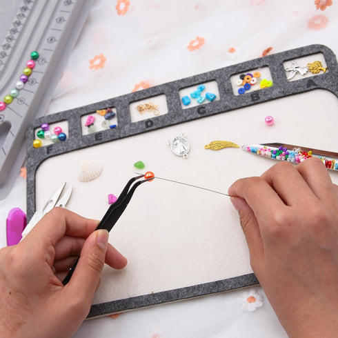 EuTengHao Bead Design Board with Beading Mat Kit, Grey Flocked, All-in-One Jewelry String Beading Needles Jewelry Organizer Tray for Creating Brac...
