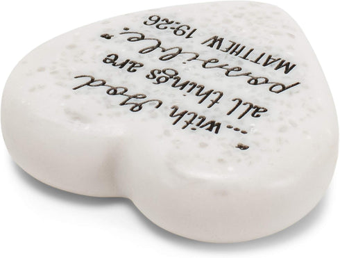 Lighthouse Christian Products All Things are Possible Scripture Heart 2.25 x 2.25 Cast Stone Plaque...