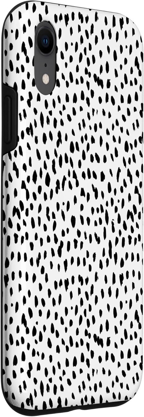 iPhone XR Dalmatian Animal Print Black And White Black White Case...