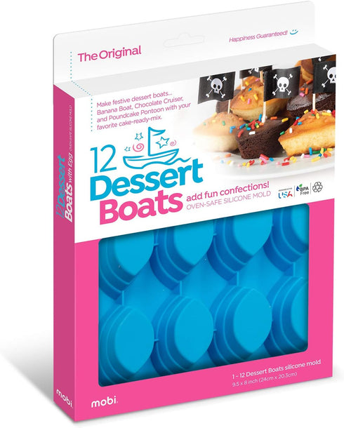 Mobi 12 Dessert Boats Silicone Baking Mold Blue...