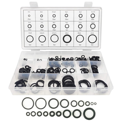 225pcs Rubber O Ring Assortment Kits 18 Sizes Sealing Gasket Washer Made of Nitrile Rubber NBR for Automotive Repair, Plumbing and Faucet, Air or ...