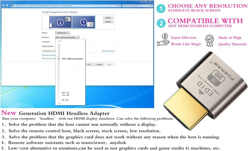 HDMI Dummy Plug Headless Ghost Display Emulator HDMI-Compatible?Fit Headless-1920x1080 New Generation@60Hz?-3Pack...