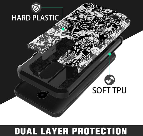Compatible with LG K10 2017 Case with Graffiti Design,LG K20 V/LG K20 Plus/LG Harmony/LG V5/LG Grace Case,Hybrid (PC + TPU) Dual Layer Sturdy Prot...