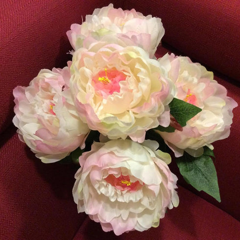 Artificial Peony Silk Flowers Bouquet Home Wedding Decoration, 1 Pack, 5 Heads(Pink)...