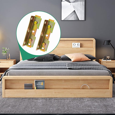 4 Sets No Mortise Bed Rail Fittings Wooden Bed Frame Connectors Metal Bed Rail Fasteners...