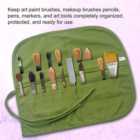 Paint Brush Holder, 22 Pocket Canvas Paint Brush Organizer Holder for Acrylic oil watercolor Gouache Artist Paint brush Roll canvas bag, paint bru...