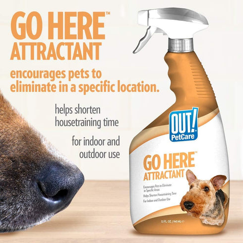 OUT! PetCare Go Here Attractant Indoor and Outdoor Dog Training Spray - House-Training Aid for Puppies and Dogs - 32 oz...