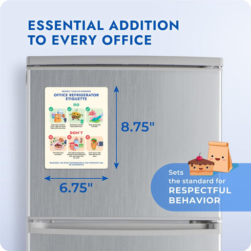 Office Refrigerator Etiquette Guide - Magnetic Signs for Refrigerator to Promote Respectful Behavior - Cute Office Supplies & Office Accessories -...