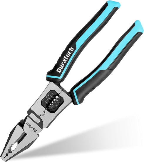 DURATECH 6-in-1 Linesman Pliers, 8.5" Multipurpose Combination Pliers with Wire Stripper/Crimper/Cutter Function, Heavy Duty Side-Cutting Pliers f...