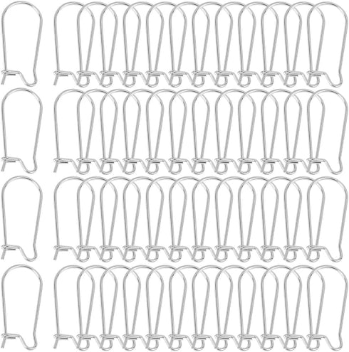 1 Box 120Pcs Kidney Earring Finding Teardrop Earring Wires Stainless Steel U Shaped Hoop Wires Long Earring Hooks Dangle Silver Earring Wires for ...