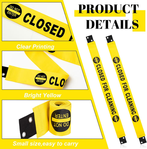 2 Pcs Closed for Cleaning Sign with Magnetic Ends Nylon Bathroom Restroom Signs Do Not Enter Magnetic Signs with 8 Suction Cup Hanger Banner for D...