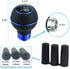 5 Speed Gear Stick Shifter Handle, Leather Covered Aluminum MT Car Shift Knob Fit Most Manual Transmissions, Blue...